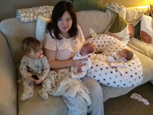 Lady with three babies